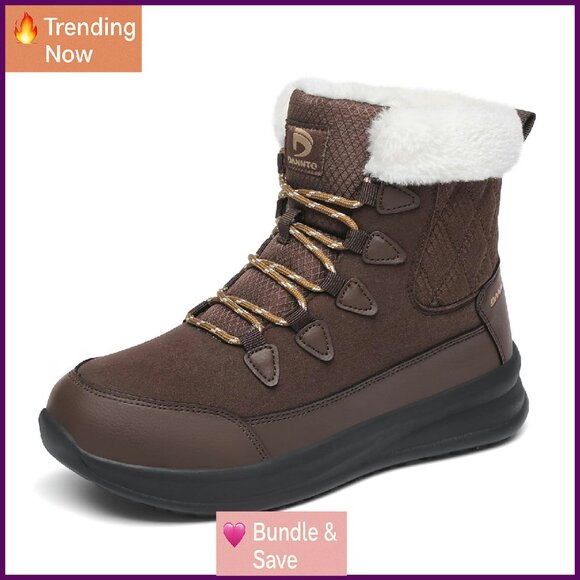 Women's Winter Snow Boots Water Resistant Fur Lined Non Slip Sole